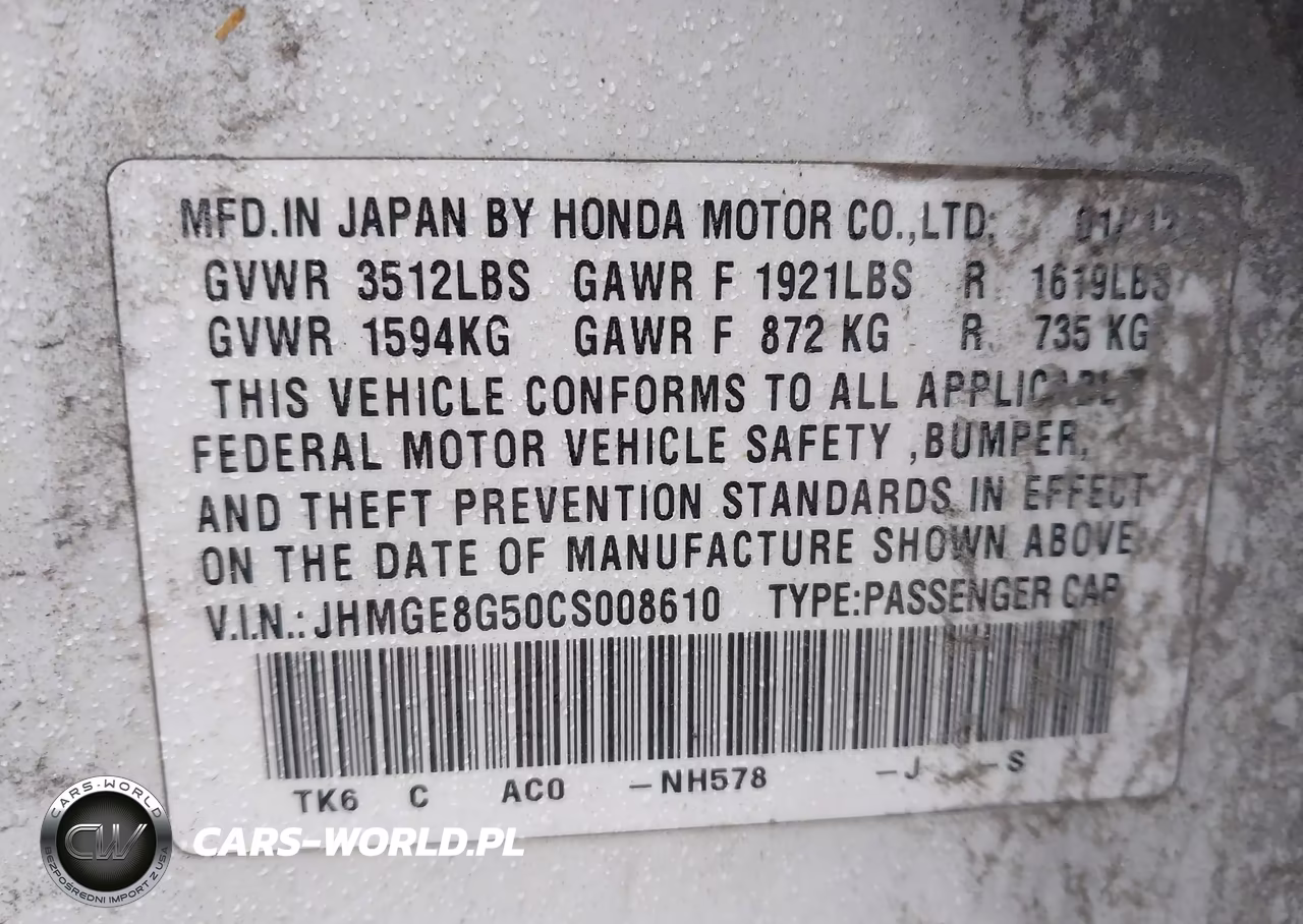 2012 Honda Fit Sport VIN:JHMGE8G50CS008610 - 9
