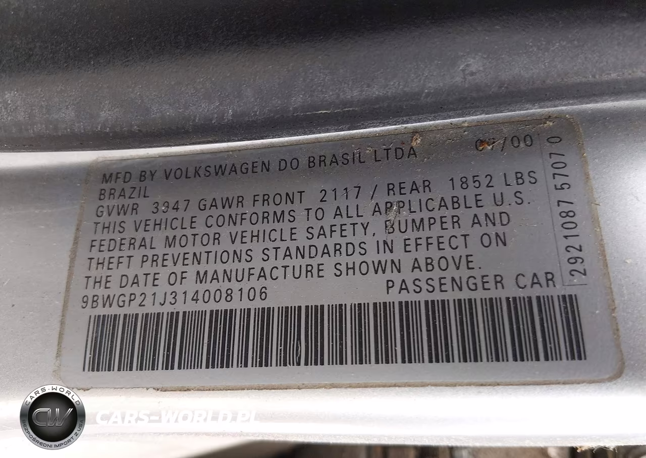 2001 Volkswagen Golf Gls Tdi VIN:9BWGP21J314008106 - 9