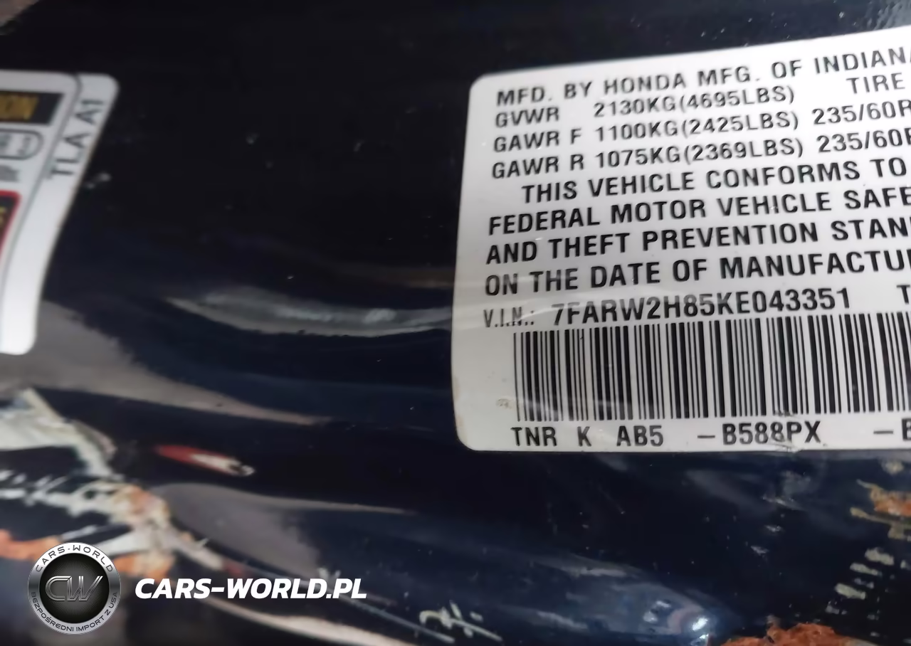 2019 Honda Cr-V Ex-L VIN:7FARW2H85KE043351 - 9