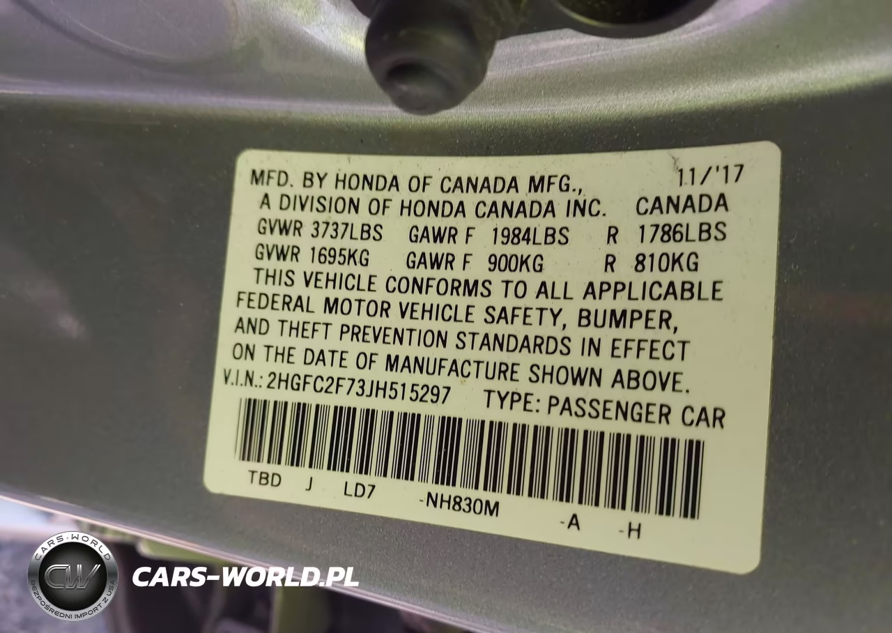 2018 Honda Civic Ex VIN:2HGFC2F73JH515297 - 9