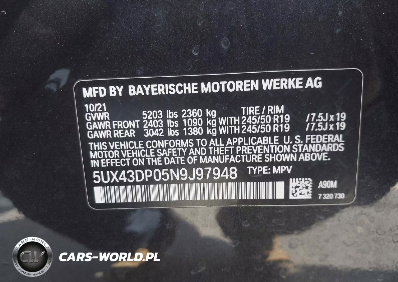 2022 BMW X3 Sdrive30I VIN:5UX43DP05N9J97948 - 9