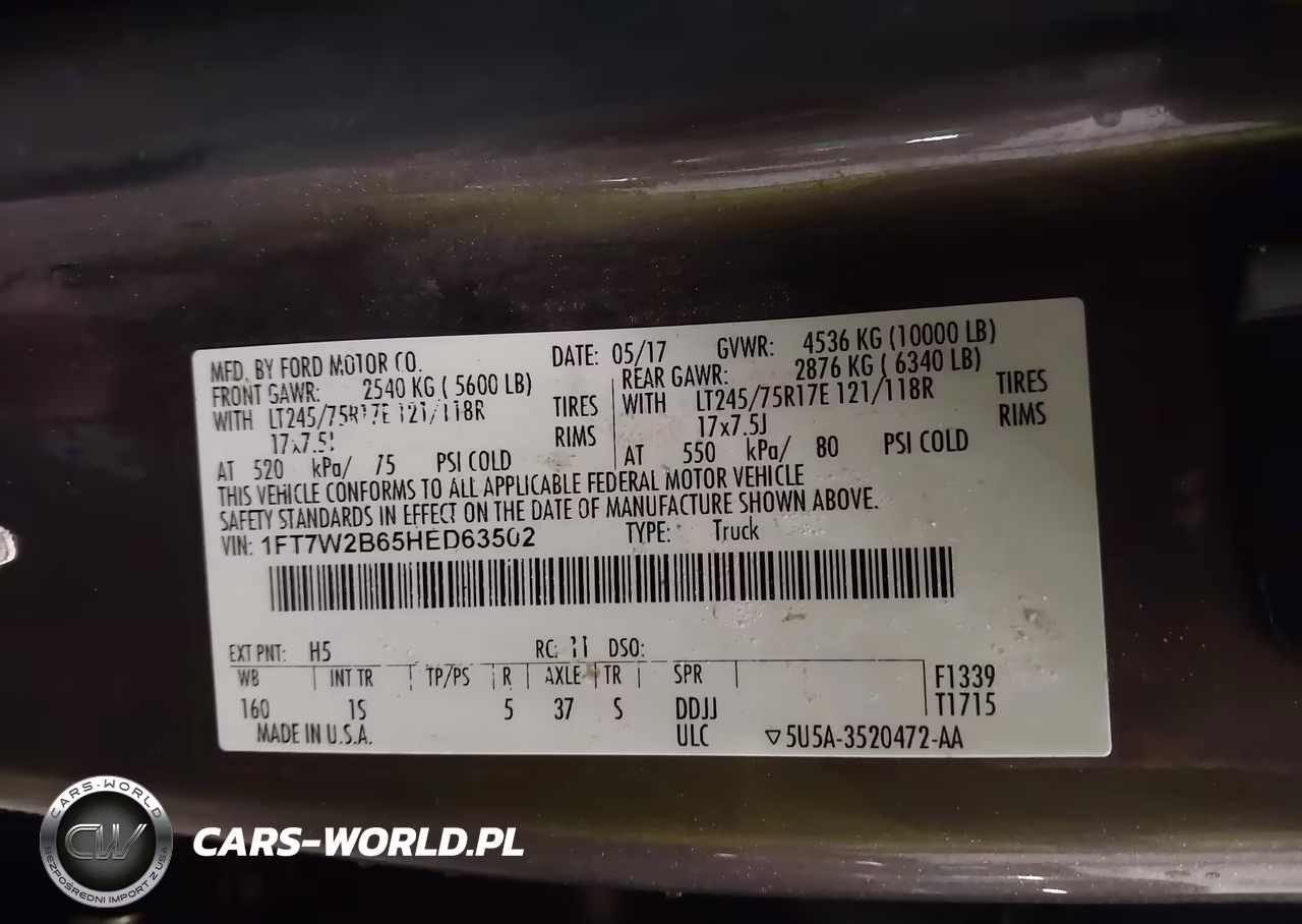 2017 Ford F-250 Xl VIN:1FT7W2B65HED63502 - 9