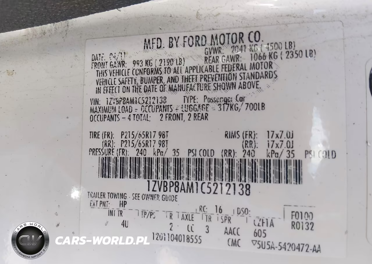 2012 Ford Mustang V6 Premium VIN:1ZVBP8AM1C5212138 - 9
