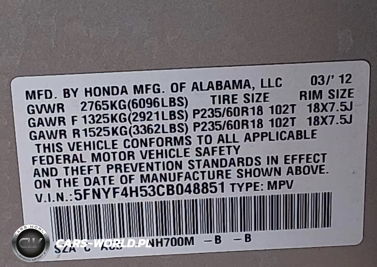 2012 Honda Pilot Ex-L VIN:5FNYF4H53CB048851 - 9