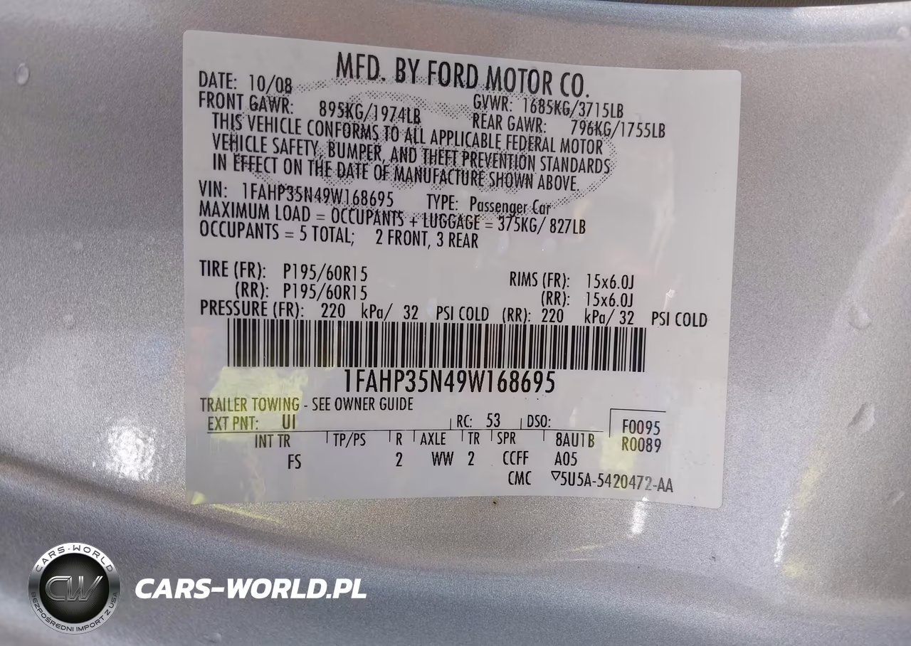 2009 Ford Focus Se VIN:1FAHP35N49W168695 - 9