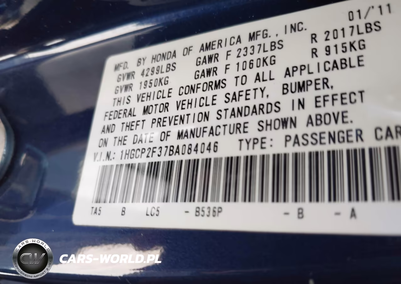 2011 Honda Accord 2.4 Lx VIN:1HGCP2F37BA084046 - 9