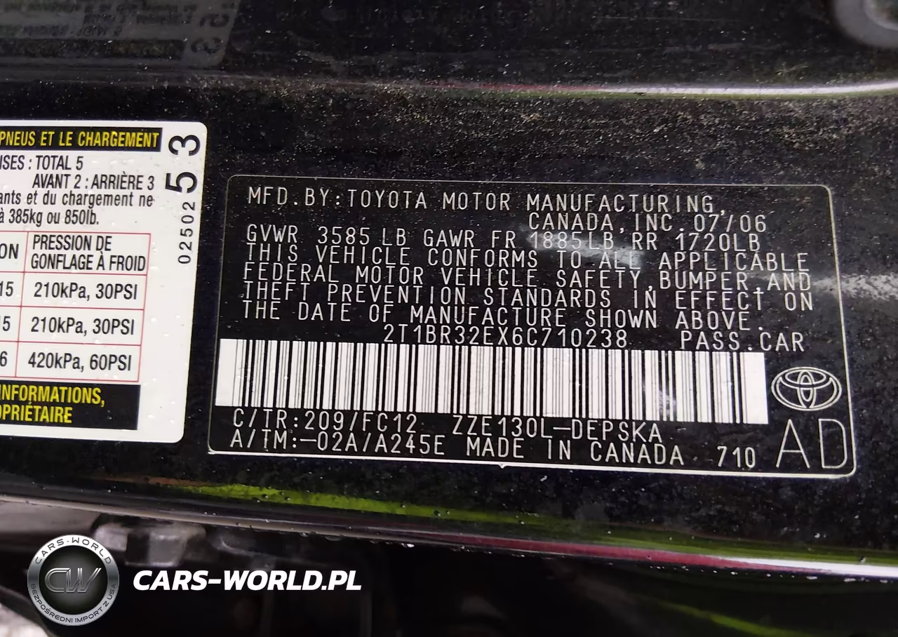 2006 Toyota Corolla S VIN:2T1BR32EX6C710238 - 9