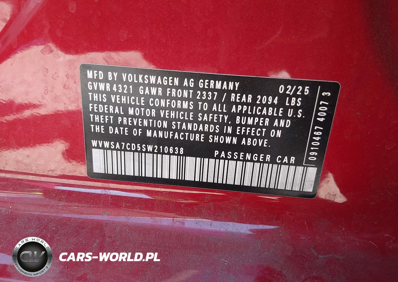 2025 Volkswagen Golf Gti 2.0T Se VIN:WVWSA7CD5SW210638 - 9