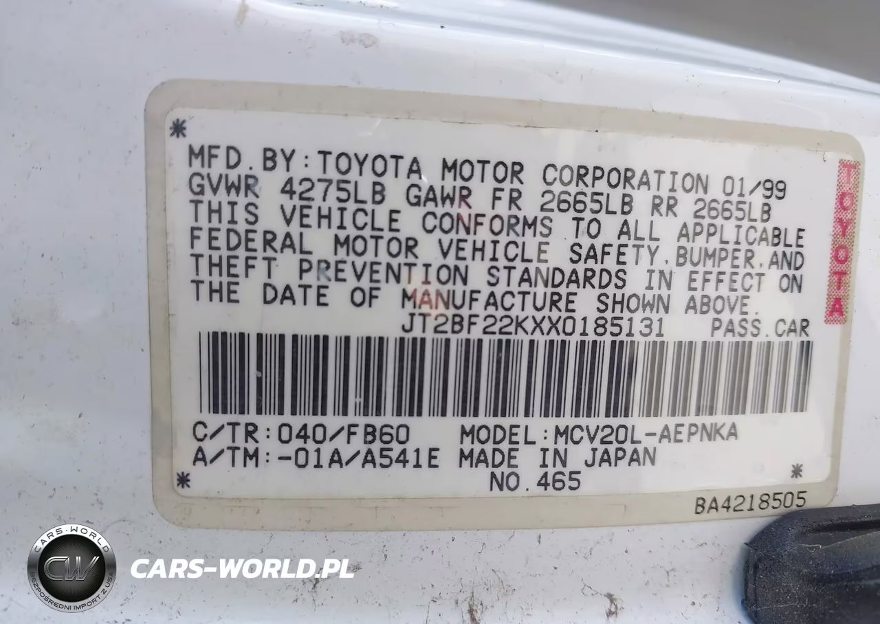 1999 Toyota Camry Le V6 VIN:JT2BF22KXX0185131 - 9