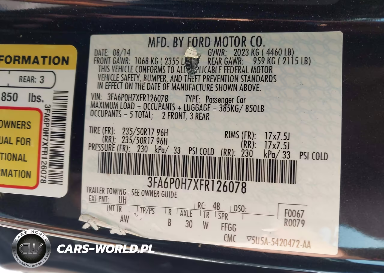2015 Ford Fusion Se VIN:3FA6P0H7XFR126078 - 9