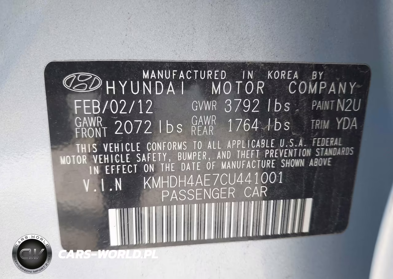 2012 Hyundai Elantra Limited (Ulsan Plant) VIN:KMHDH4AE7CU441001 - 9