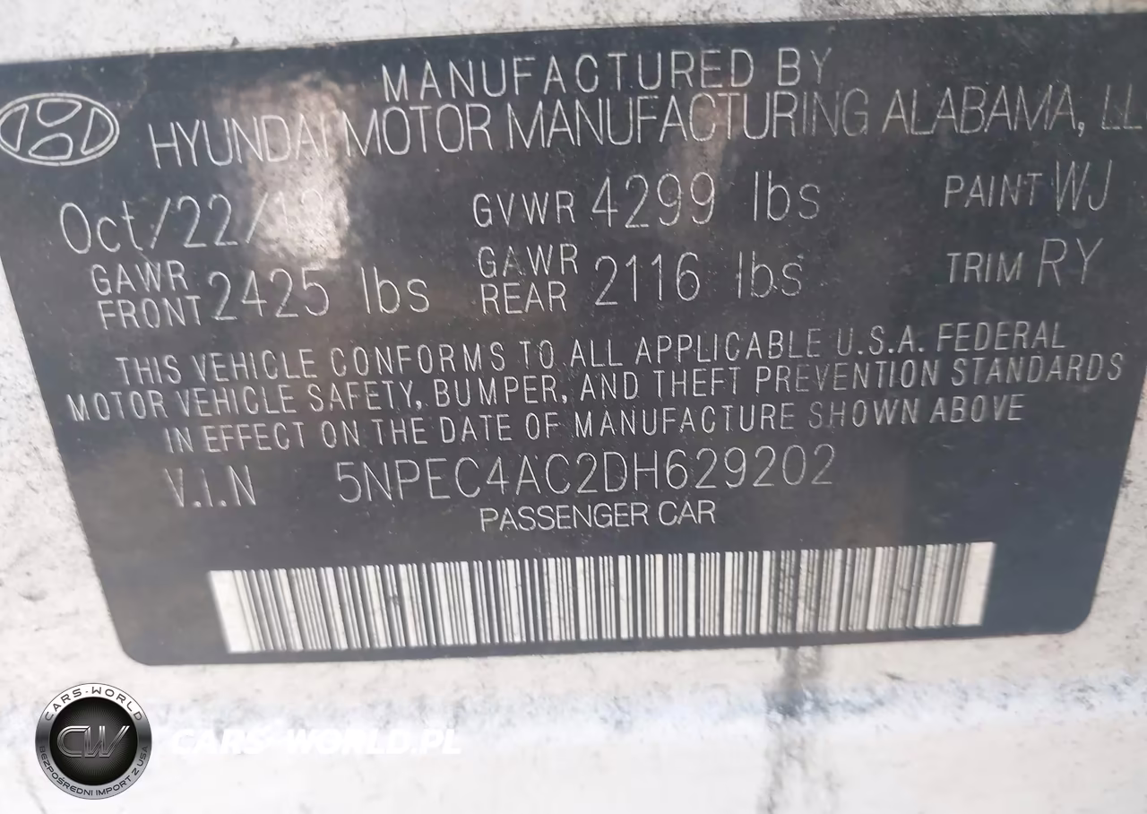 2013 Hyundai Sonata Se VIN:5NPEC4AC2DH629202 - 9
