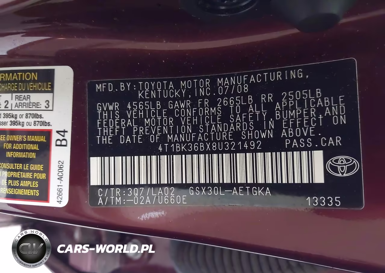 2008 Toyota Avalon Xls VIN:4T1BK36BX8U321492 - 9