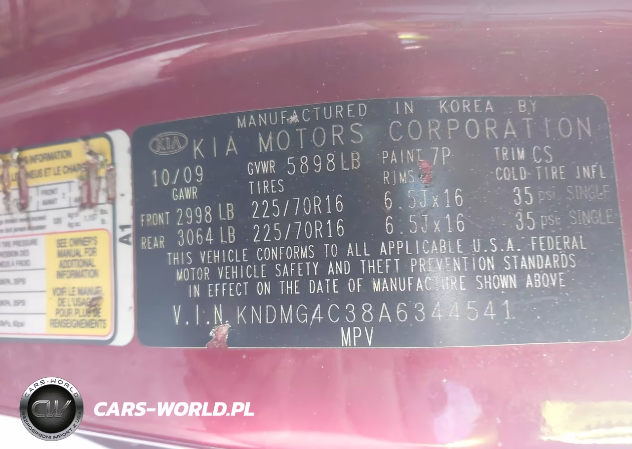2010 Kia Sedona Lx VIN:KNDMG4C38A6344541 - 9