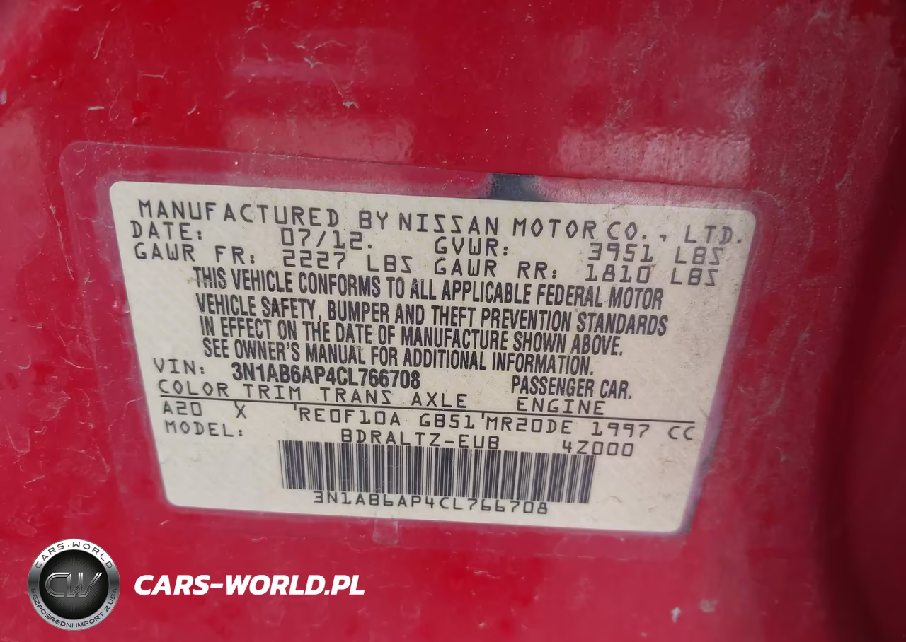 2012 Nissan Sentra 2.0 Sr VIN:3N1AB6AP4CL766708 - 9