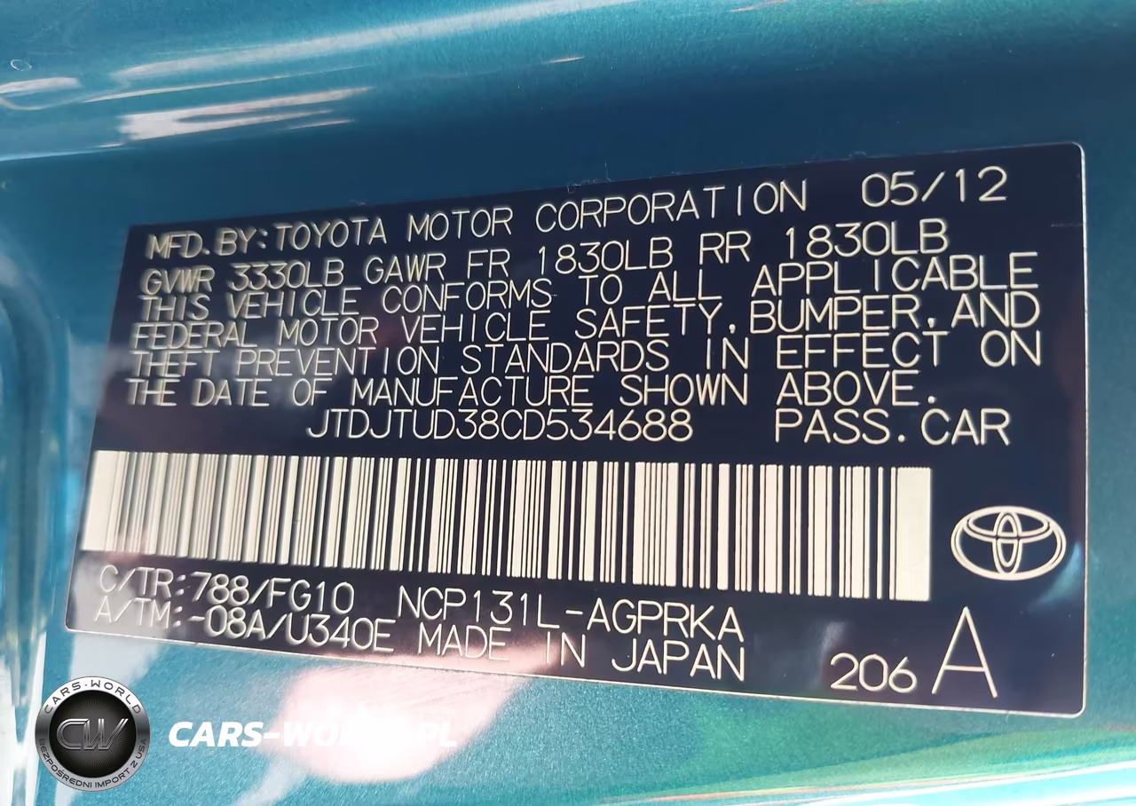 2012 Toyota Yaris L VIN:JTDJTUD38CD534688 - 9