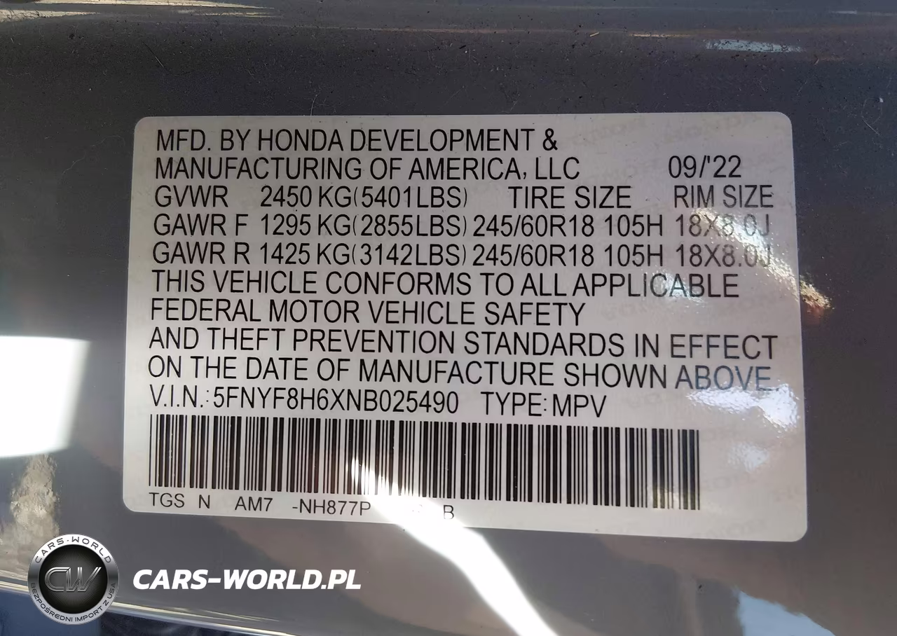 2022 Honda Passport Awd Trailsport VIN:5FNYF8H6XNB025490 - 9