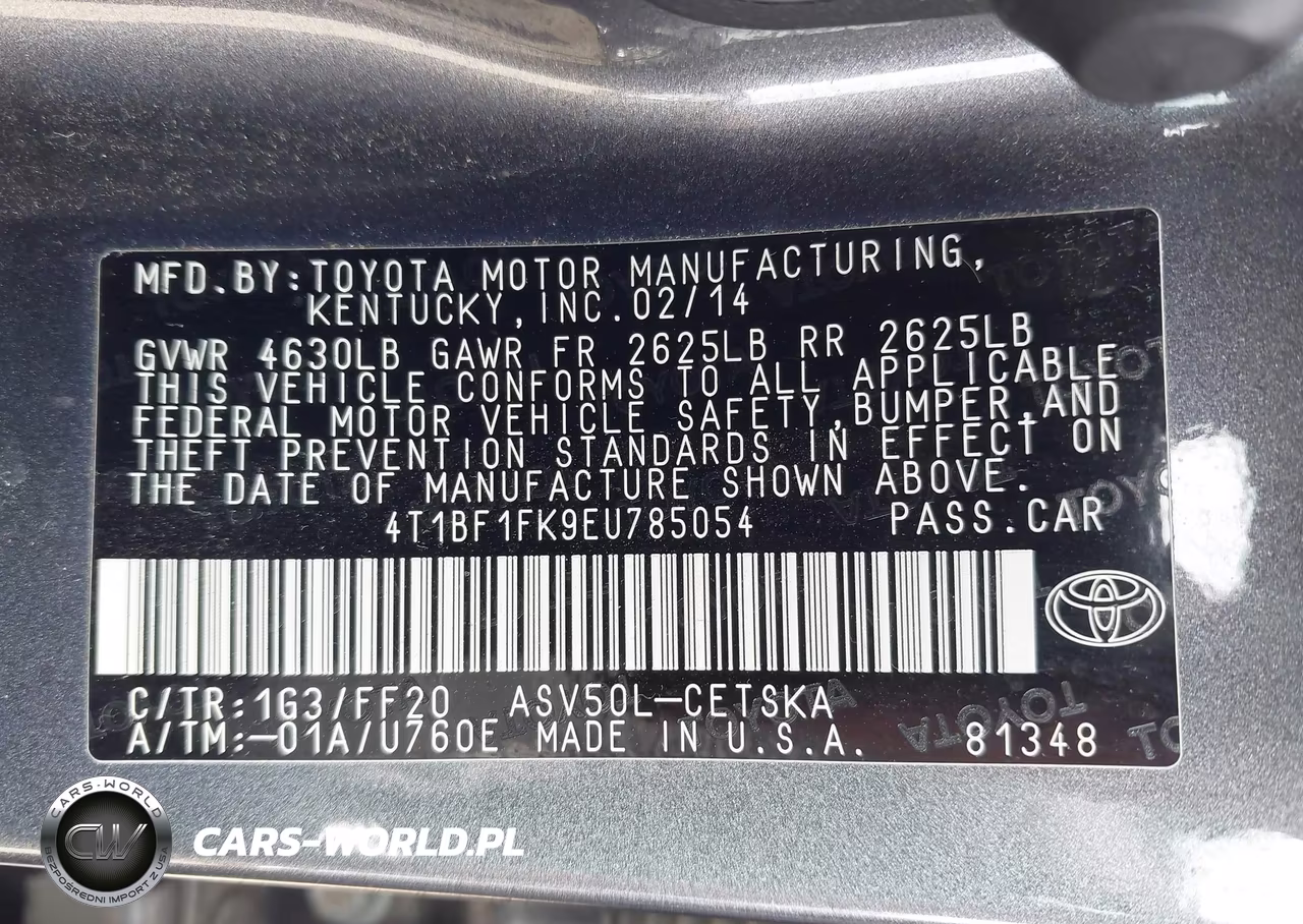 2014 Toyota Camry Se VIN:4T1BF1FK9EU785054 - 9