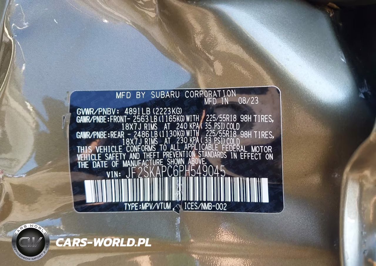 2023 Subaru Forester Limited VIN:JF2SKAPC6PH549045 - 9