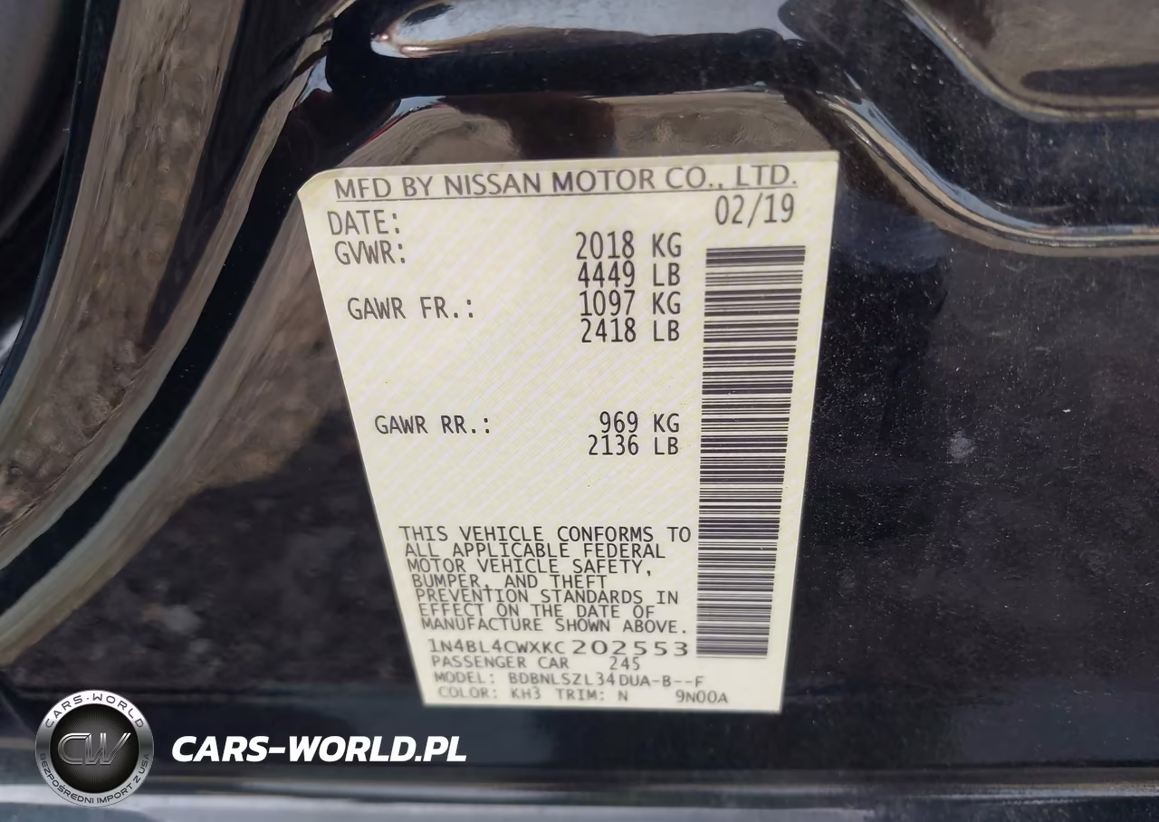 2019 Nissan Altima 2.5 Sr VIN:1N4BL4CWXKC202553 - 9