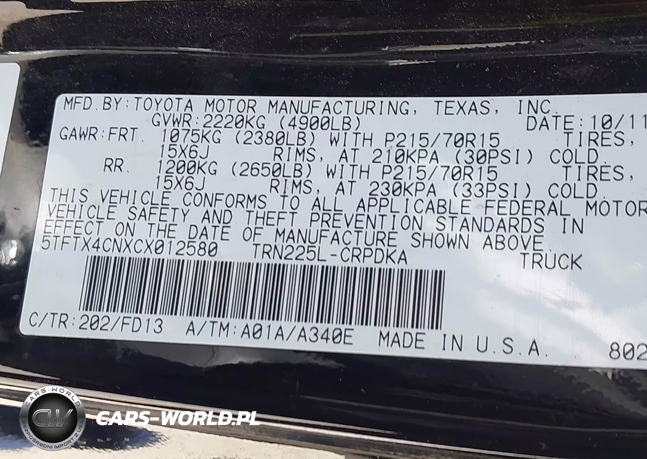 2012 Toyota Tacoma VIN:5TFTX4CNXCX012580 - 9