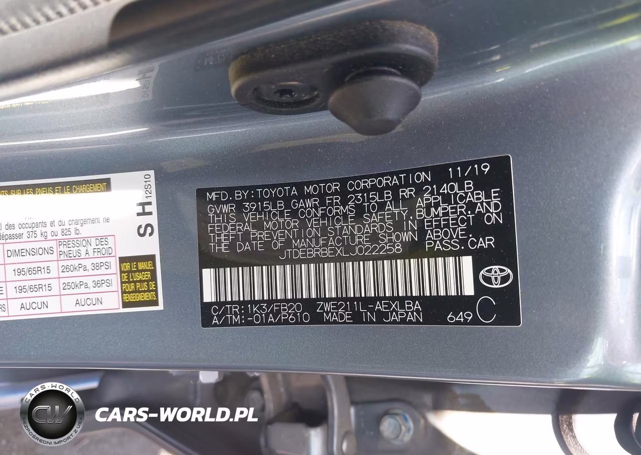 2020 Toyota Corolla Hybrid Le VIN:JTDEBRBEXLJ022258 - 9