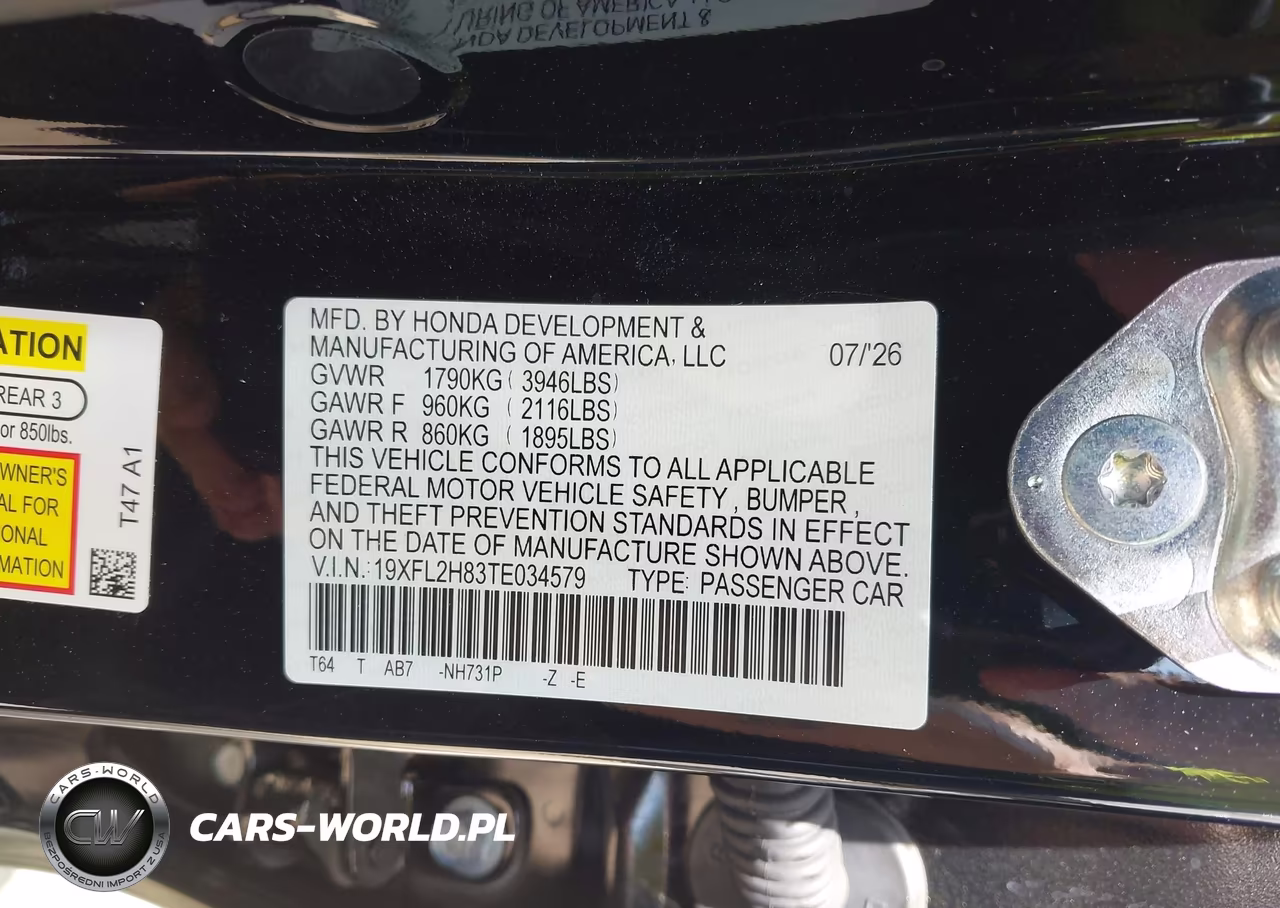 2026 Honda Civic Sport VIN:19XFL2H83TE034579 - 9