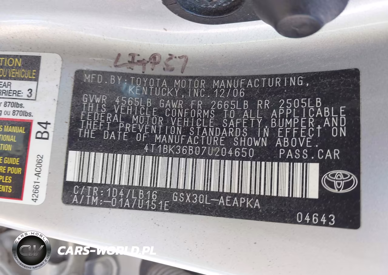 2007 Toyota Avalon Limited VIN:4T1BK36B07U204650 - 9