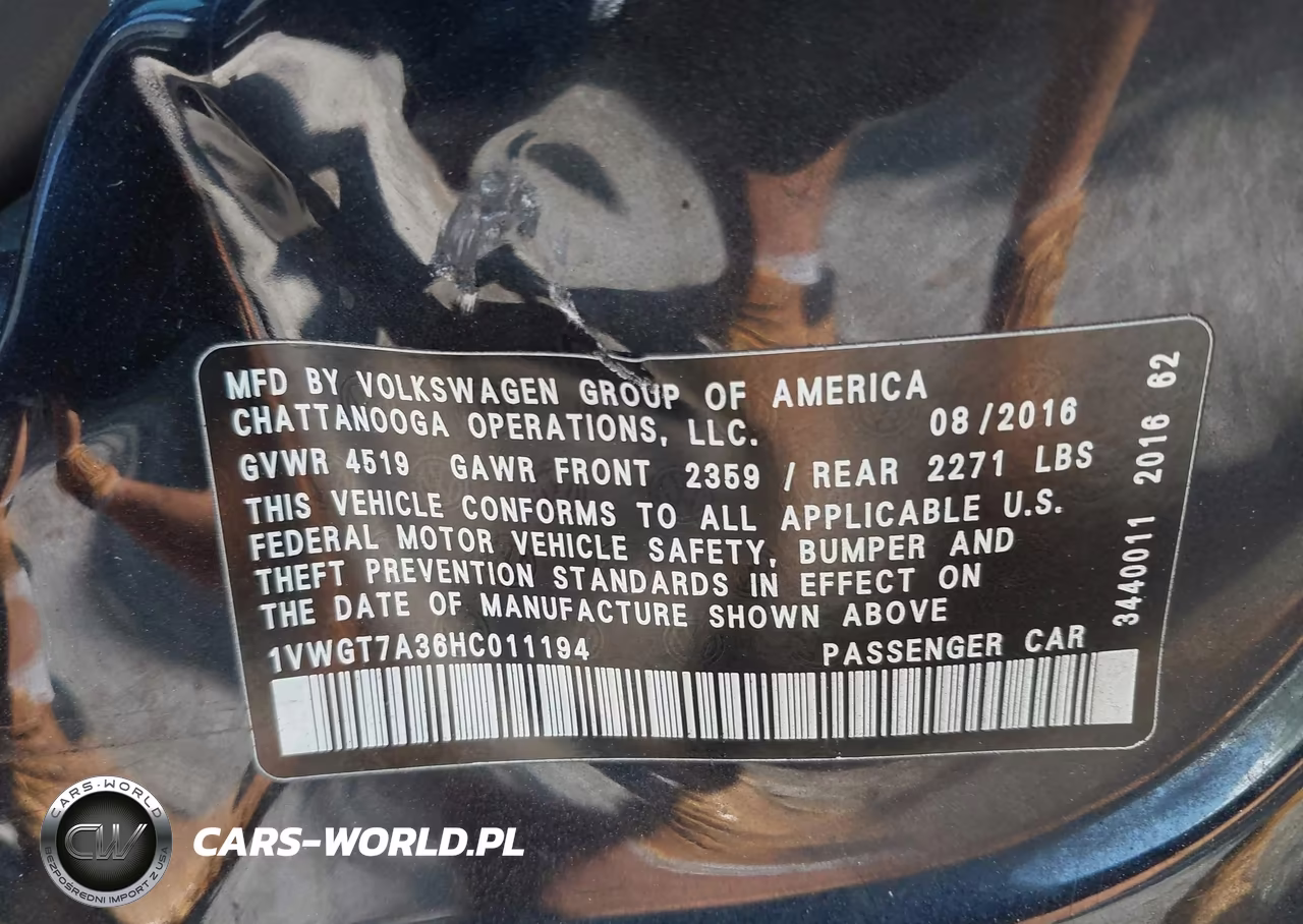 2017 Volkswagen Passat 1.8T Se VIN:1VWGT7A36HC011194 - 9