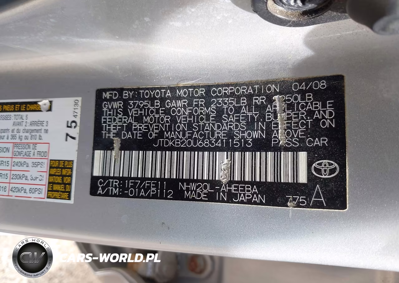2008 Toyota Prius VIN:JTDKB20U683411513 - 9