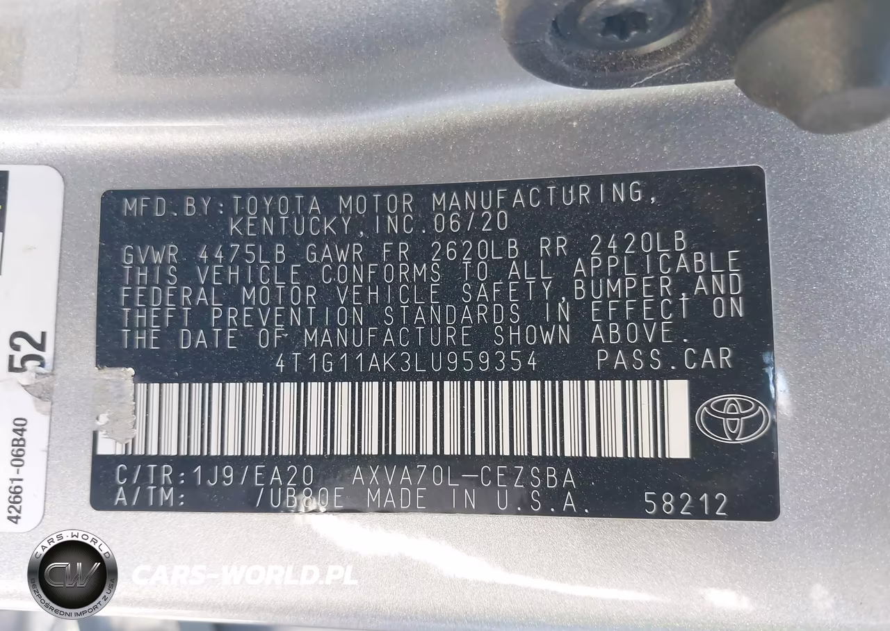 2020 Toyota Camry Se VIN:4T1G11AK3LU959354 - 9