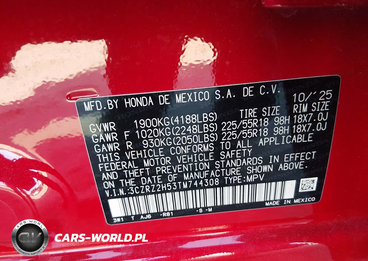 2026 Honda Hr-V Awd Sport VIN:3CZRZ2H53TM744308 - 9