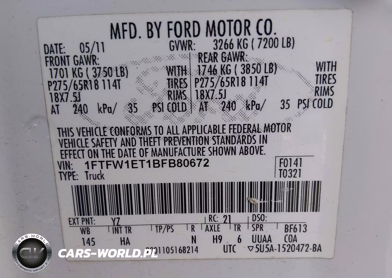 2011 Ford F-150 Lariat VIN:1FTFW1ET1BFB80672 - 9