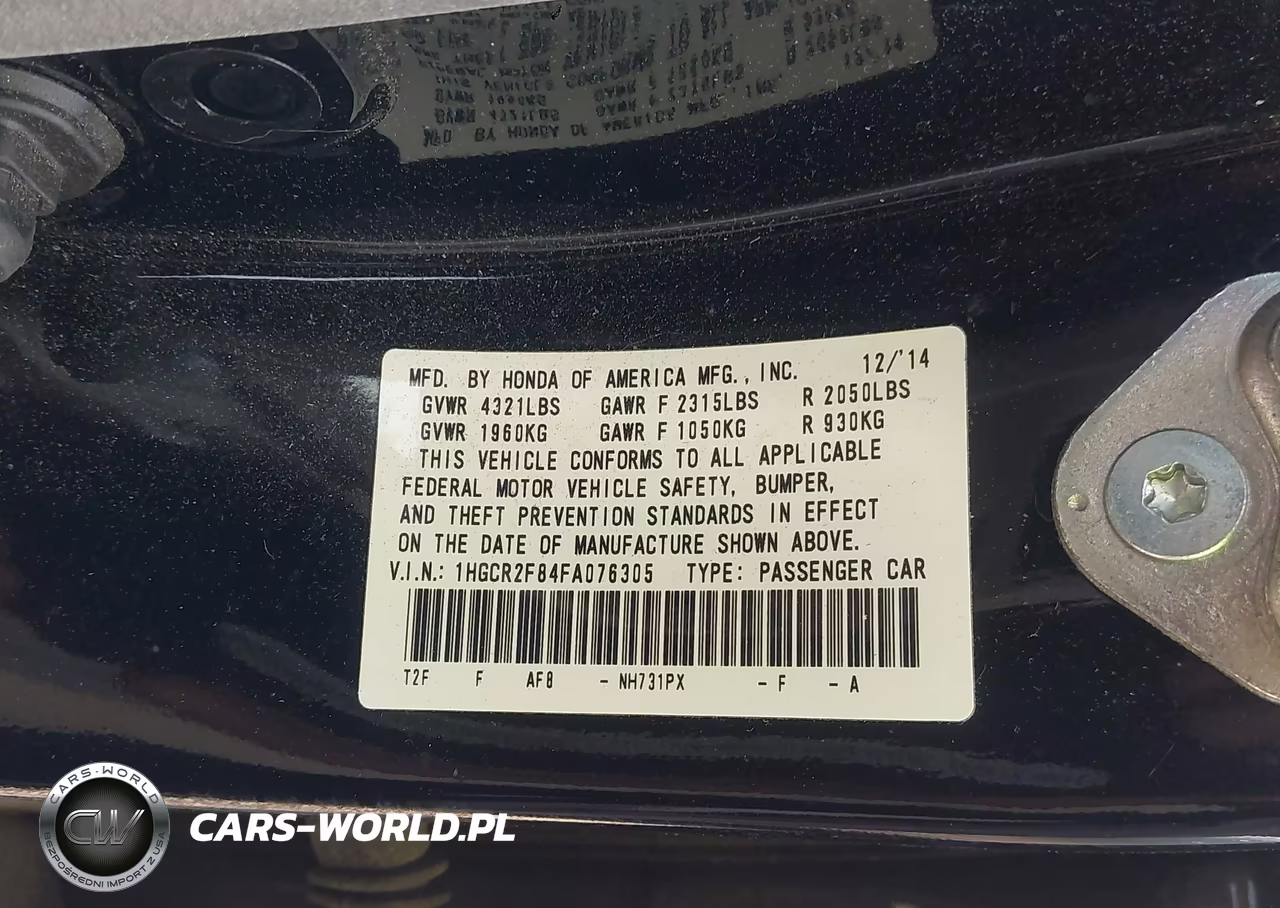 2015 Honda Accord Ex-L VIN:1HGCR2F84FA076305 - 9