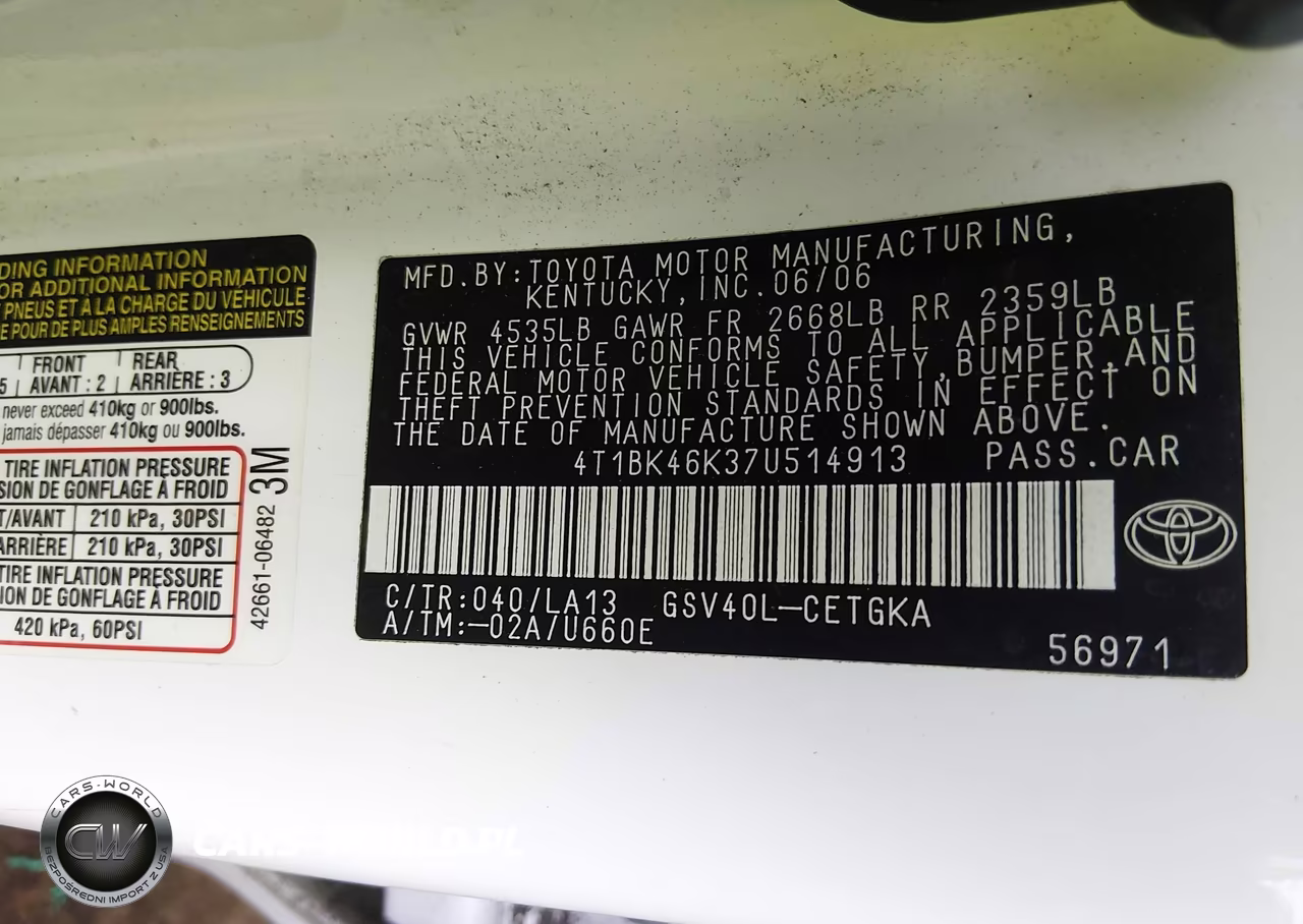 2007 Toyota Camry Xle V6 VIN:4T1BK46K37U514913 - 9