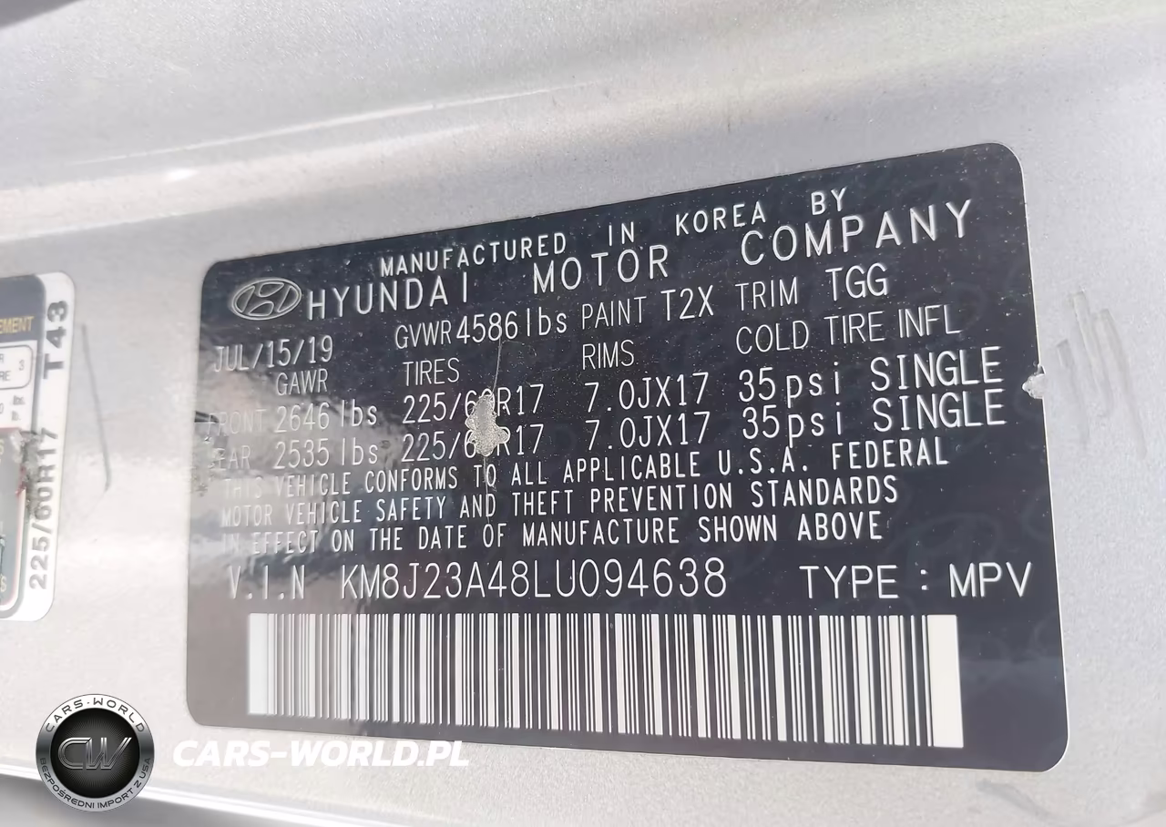 2020 Hyundai Tucson Se VIN:KM8J23A48LU094638 - 9