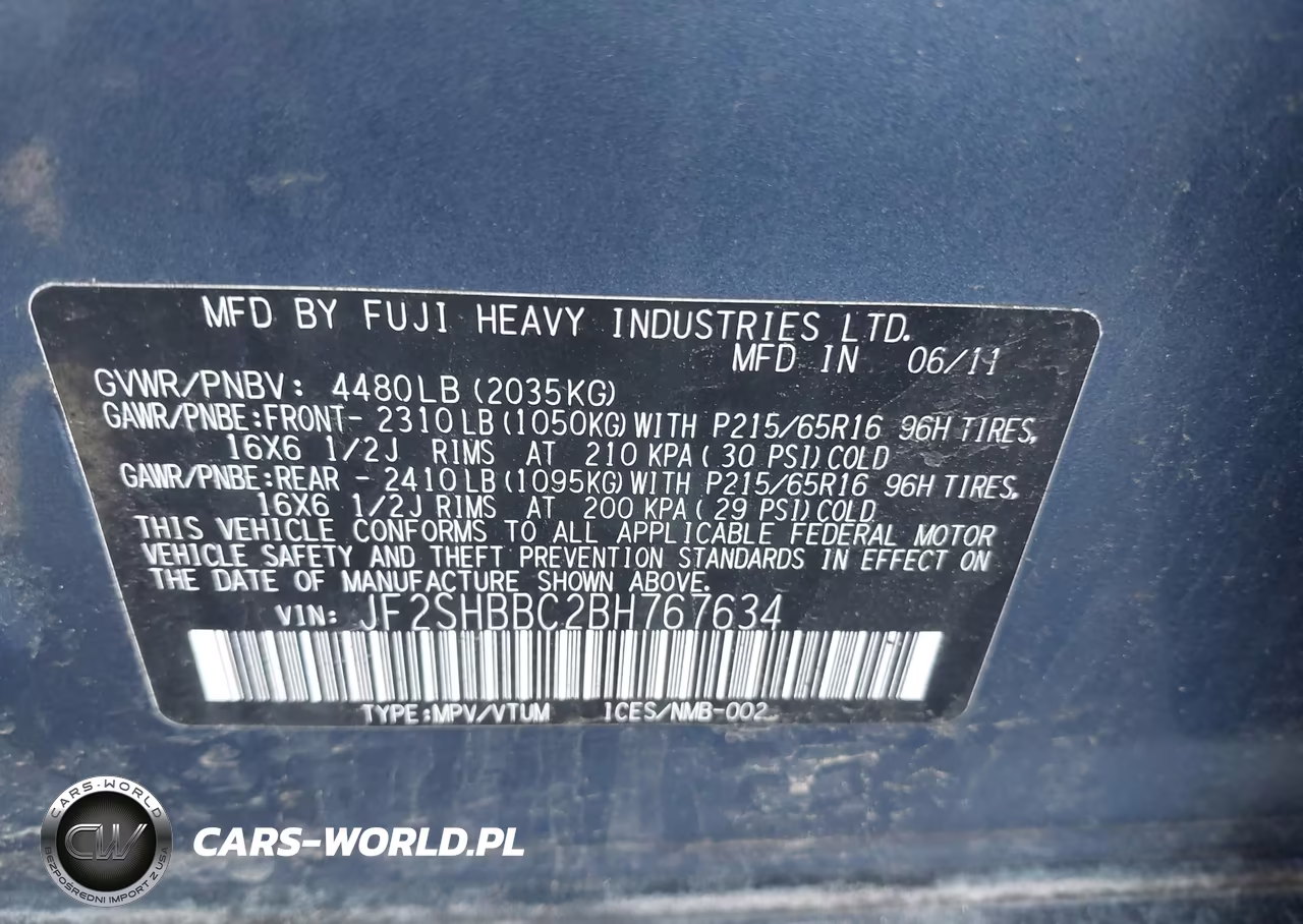 2011 Subaru Forester 2.5X VIN:JF2SHBBC2BH767634 - 9
