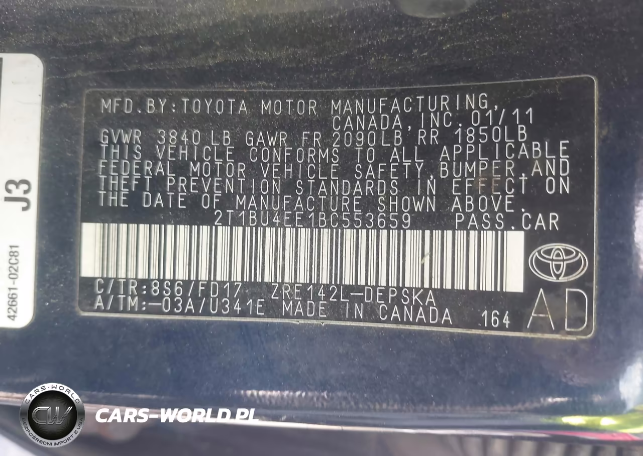 2011 Toyota Corolla S VIN:2T1BU4EE1BC553659 - 9