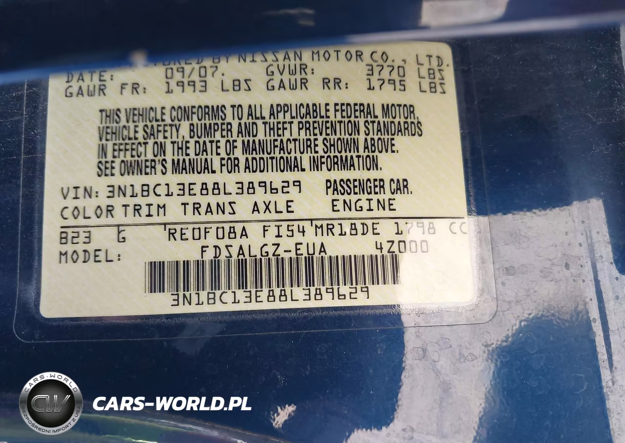 2008 Nissan Versa 1.8 Sl VIN:3N1BC13E88L389629 - 9