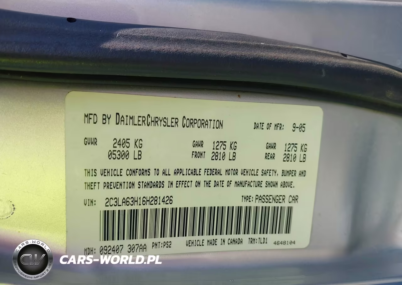 2006 Chrysler 300C VIN:2C3LA63H16H281426 - 9