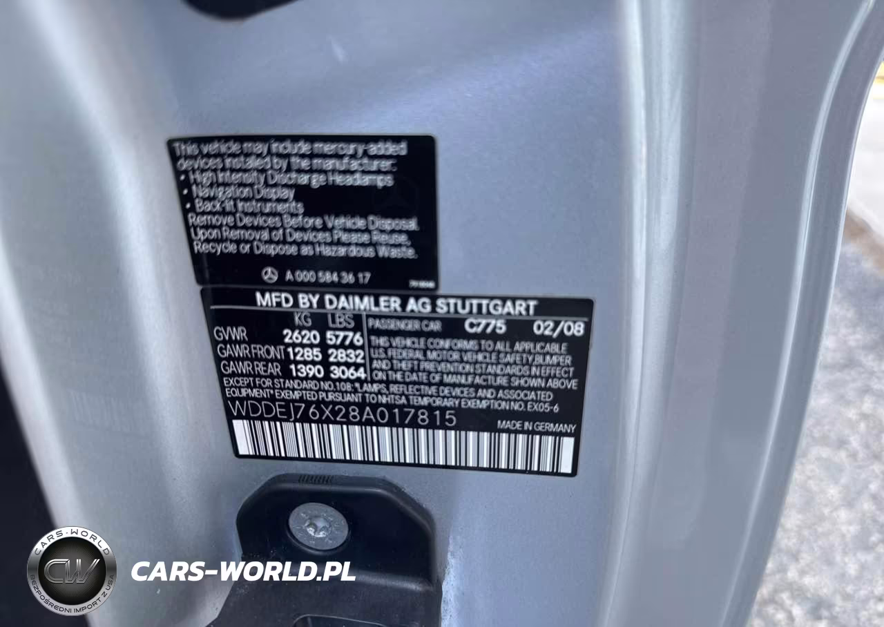 2008 Mercedes-Benz Cl 600 VIN:WDDEJ76X28A017815 - 9