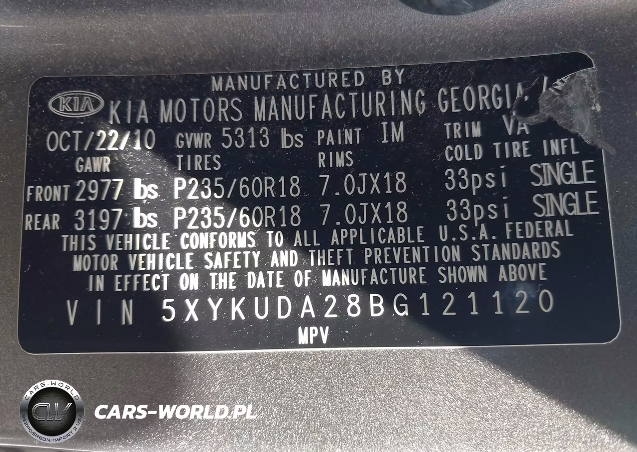2011 Kia Sorento Ex V6 VIN:5XYKUDA28BG121120 - 9