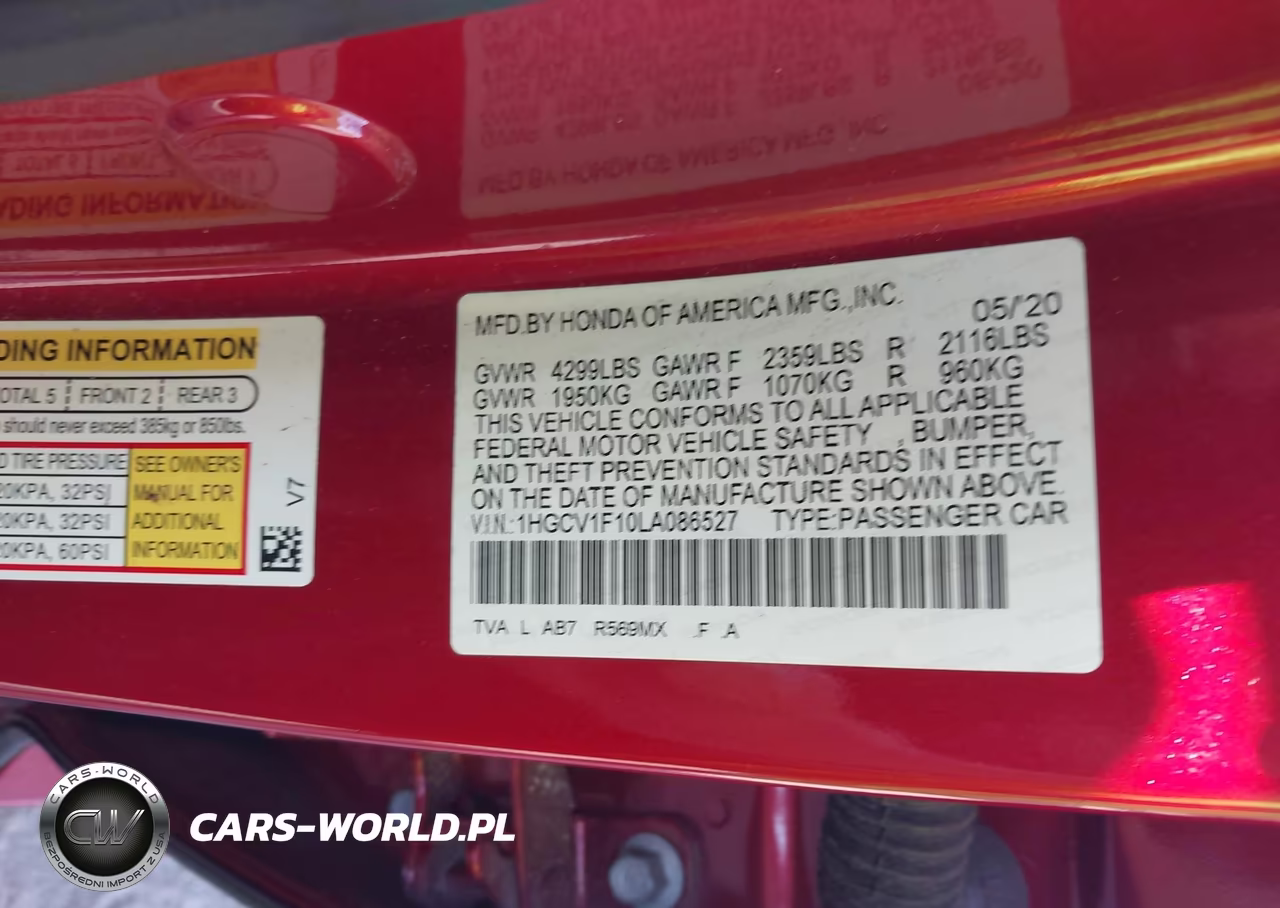 2020 Honda Accord Lx VIN:1HGCV1F10LA086527 - 9