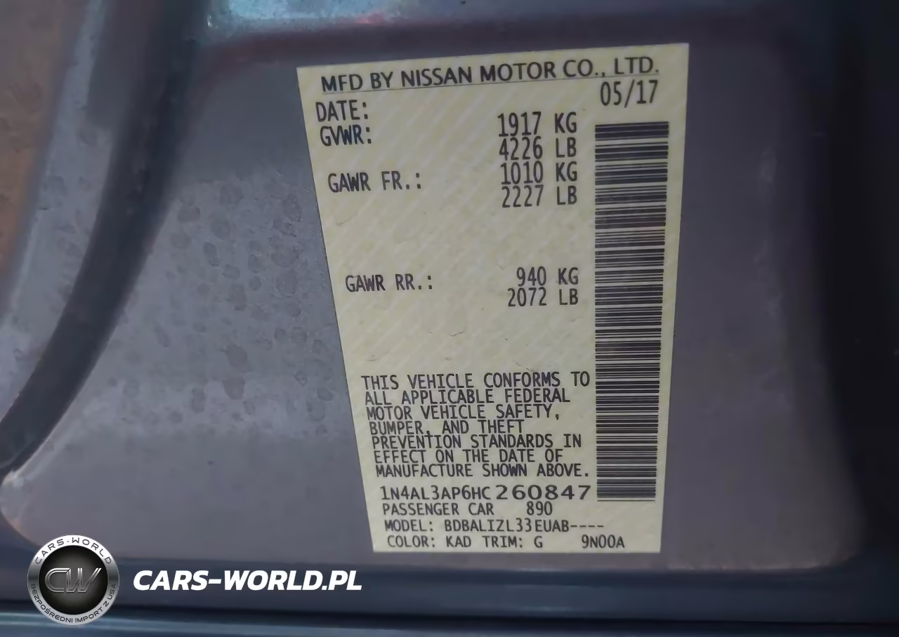 2017 Nissan Altima 2.5 Sv VIN:1N4AL3AP6HC260847 - 9