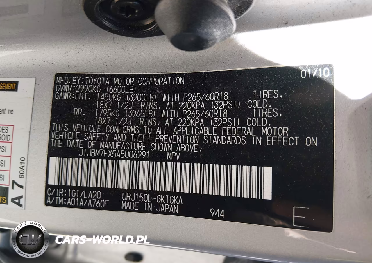 2010 Lexus Gx 460 VIN:JTJBM7FX5A5006291 - 9