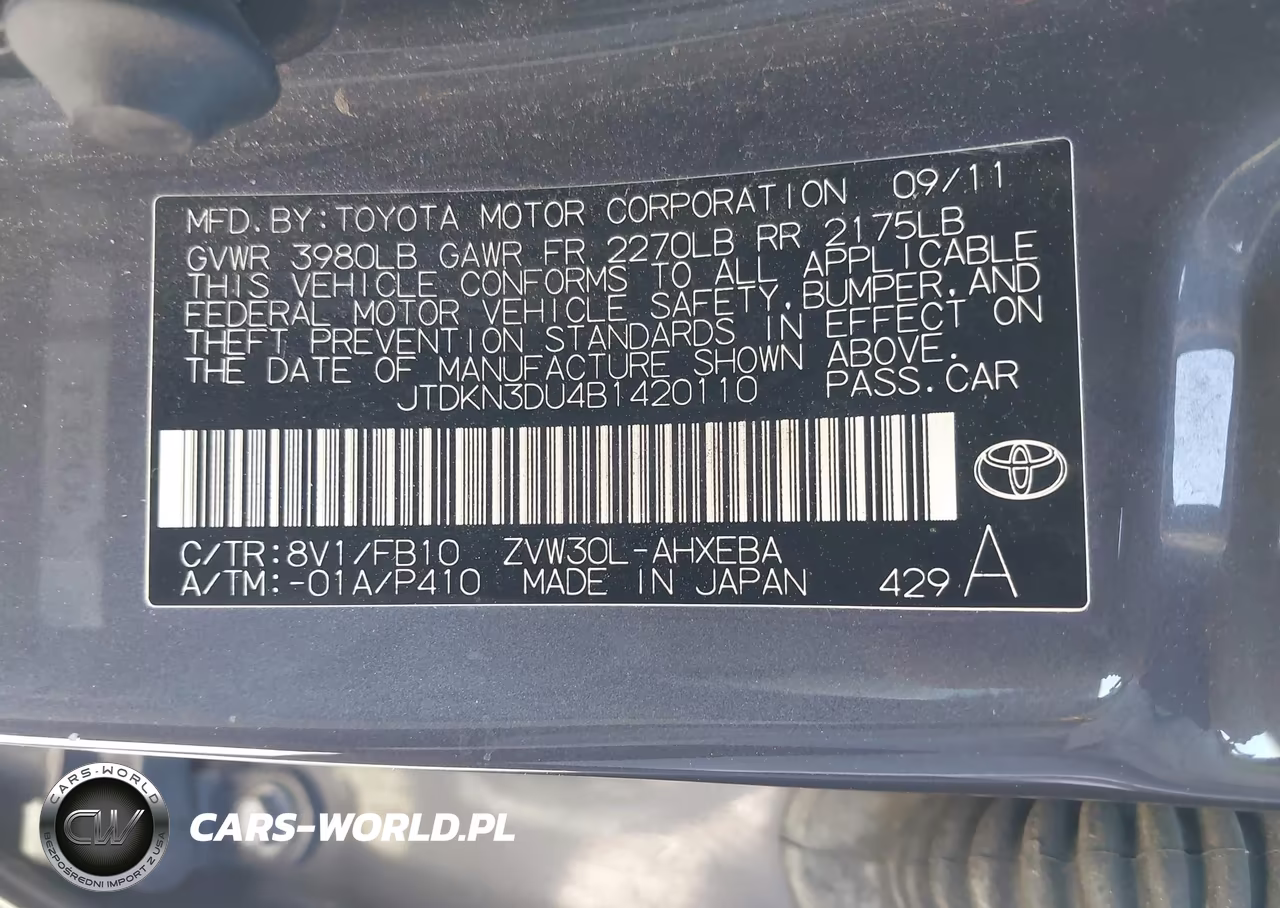 2011 Toyota Prius Two VIN:JTDKN3DU4B1420110 - 9