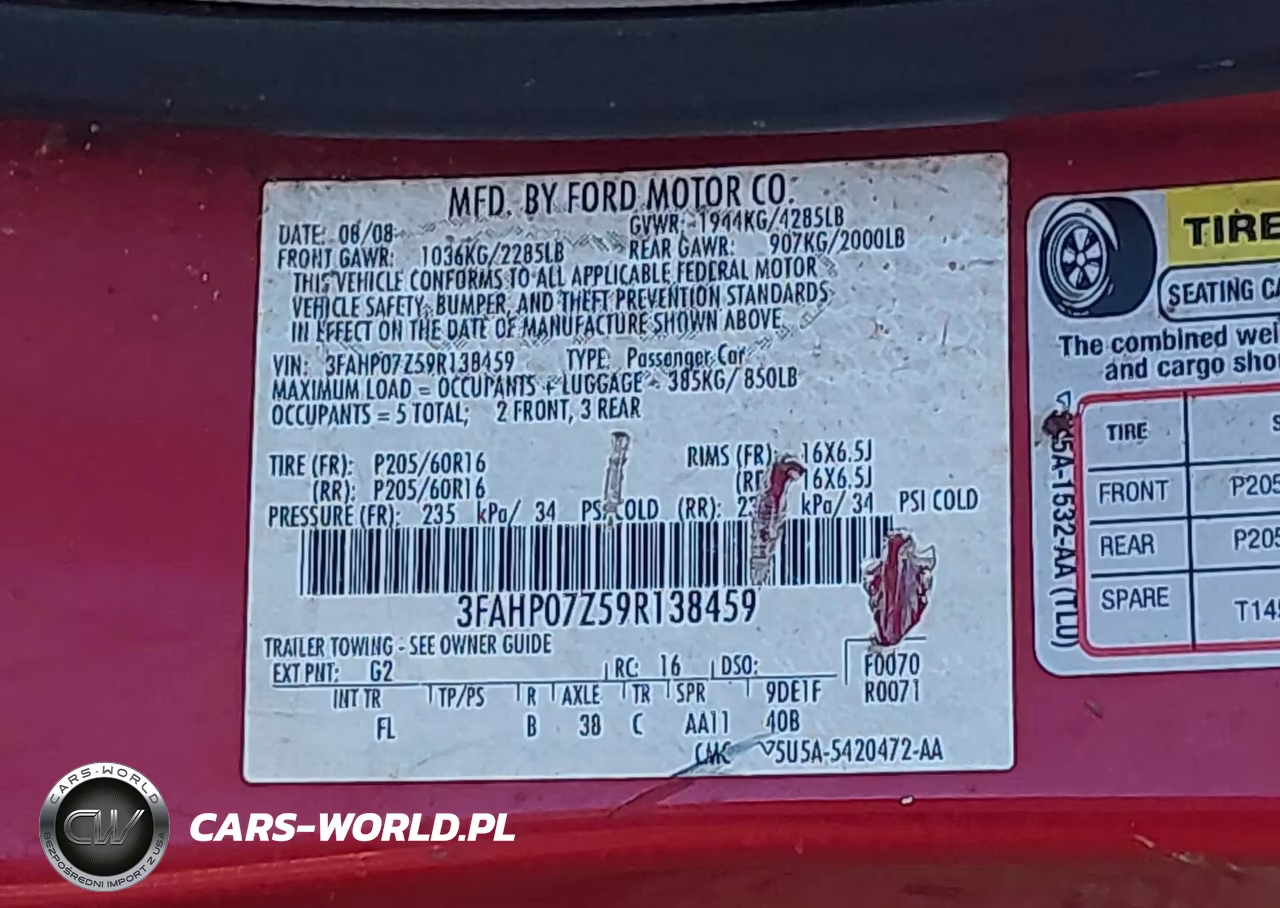 2009 Ford Fusion Se VIN:3FAHP07Z59R138459 - 9