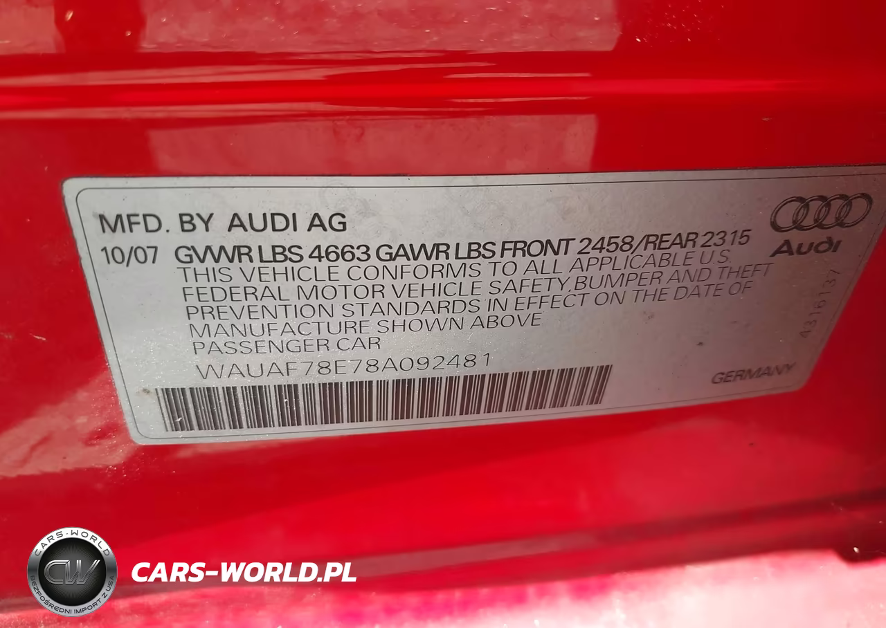 2008 Audi A4 2.0T-2.0T Special Edition VIN:WAUAF78E78A092481 - 9