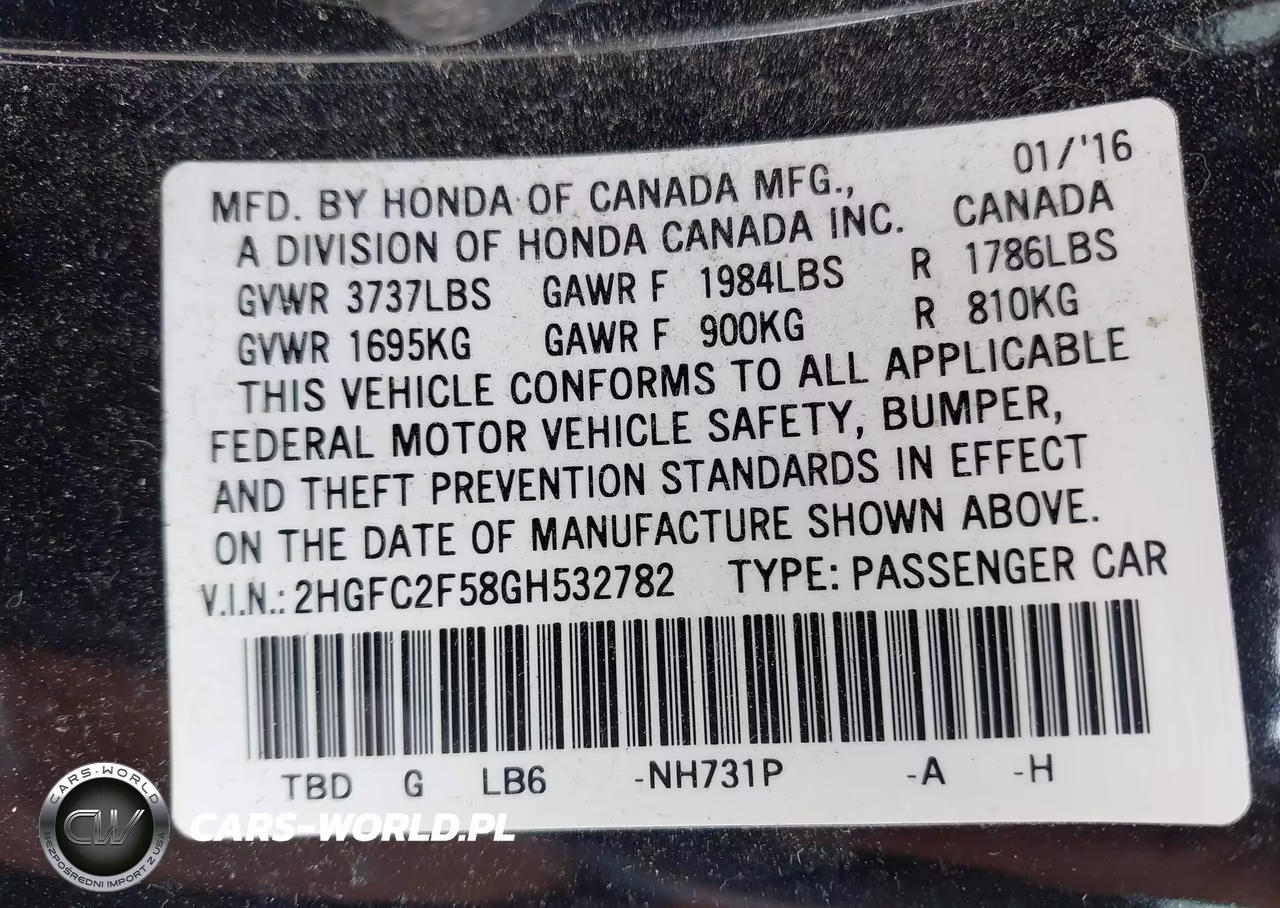 2016 Honda Civic Lx VIN:2HGFC2F58GH532782 - 9