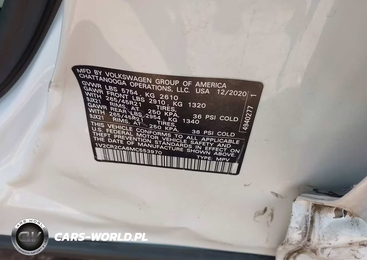 2021 Volkswagen Atlas 3.6L V6 Sel R-Line VIN:1V2CR2CA6MC553970 - 9